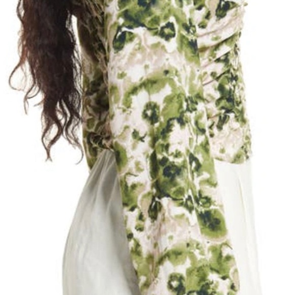 Open Edit RUCHED GREEN & WHITE CROP TOP size small NWT - Picture 4 of 10